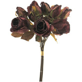 Tørret Rosebuket m. 10 hoveder Bordeaux 37 cm